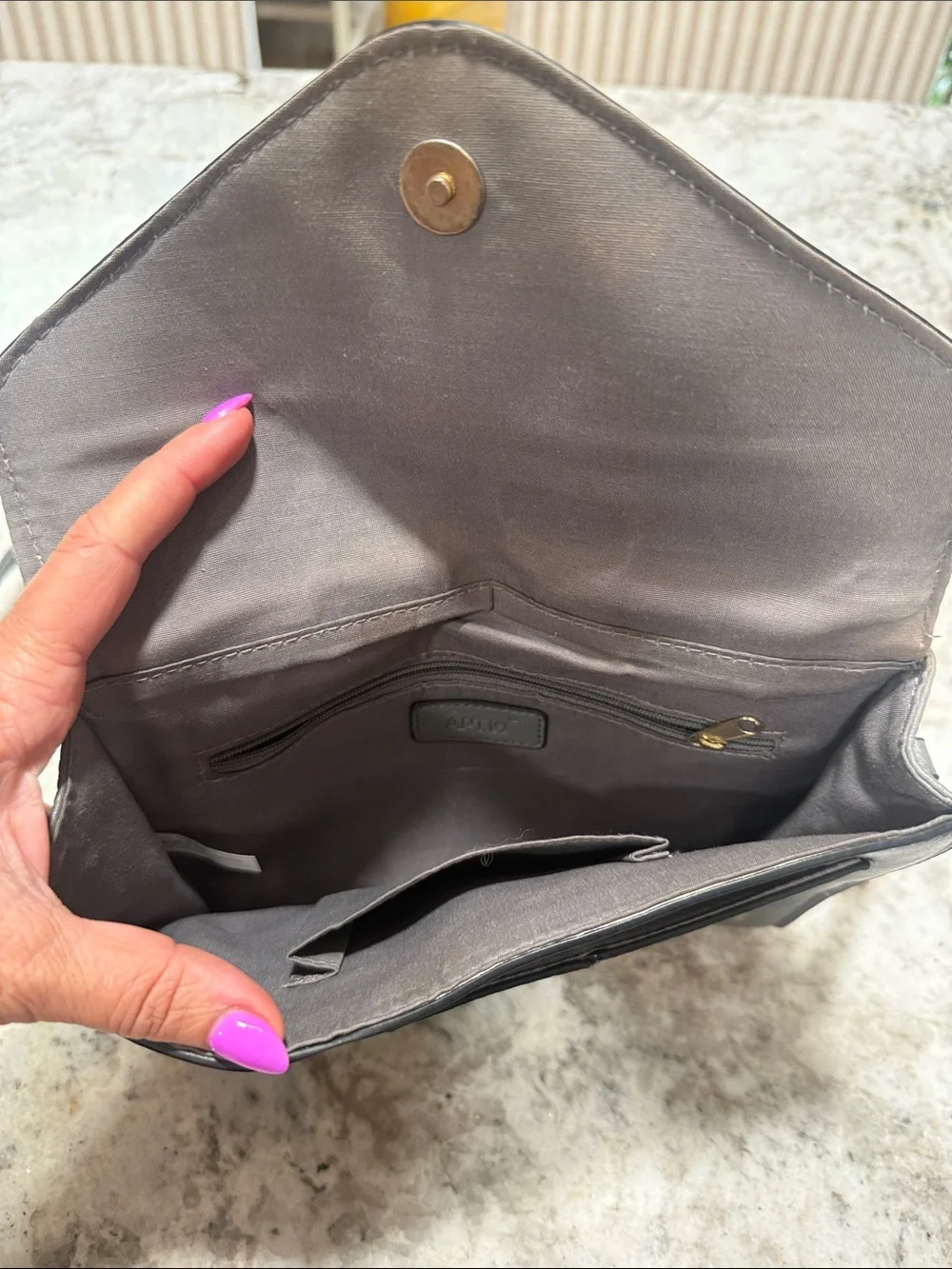 Apt. 9 Charcoal Grey Envelope-Style Crossbody with Gold Accents